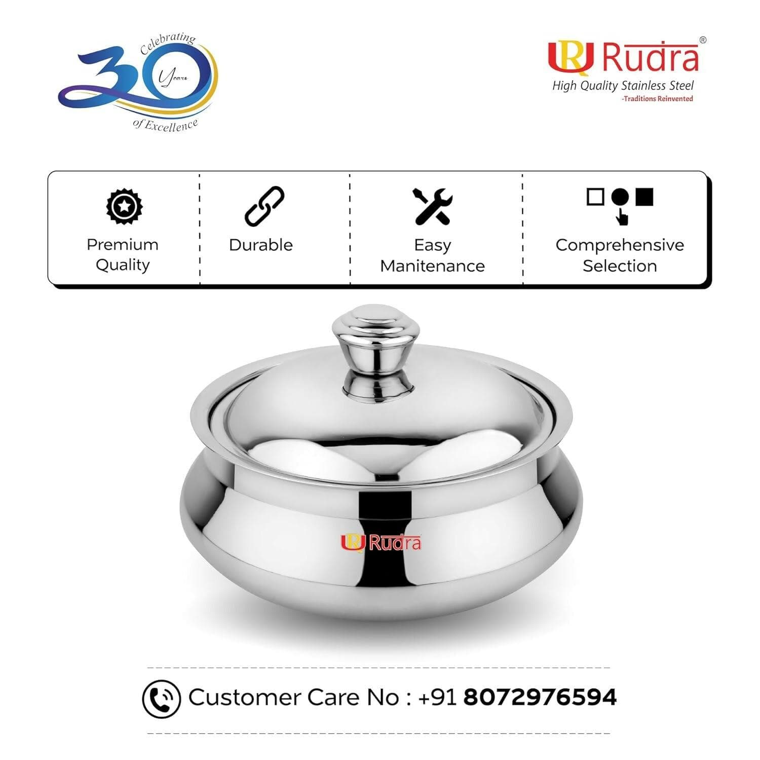 Rudra Safari Double Walled Stainless Steel Casserole - HalfPe