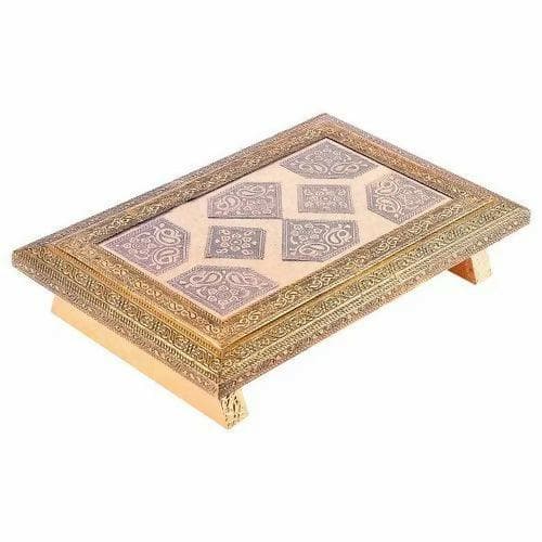 Golden Oxidized Chowki (12x8 inches) - HalfPe