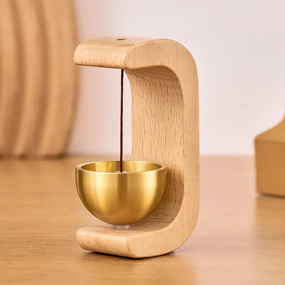 Premium Desktop Style Zen Bell for Meditation and Mindfulness Wooden Stand with Brass Chime Ball