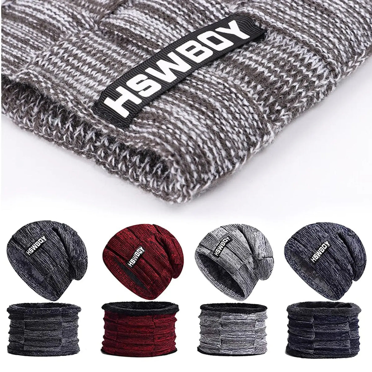 Ultra Soft Unisex Woollen Beanie Cap Plus Muffler Scarf HP DD
