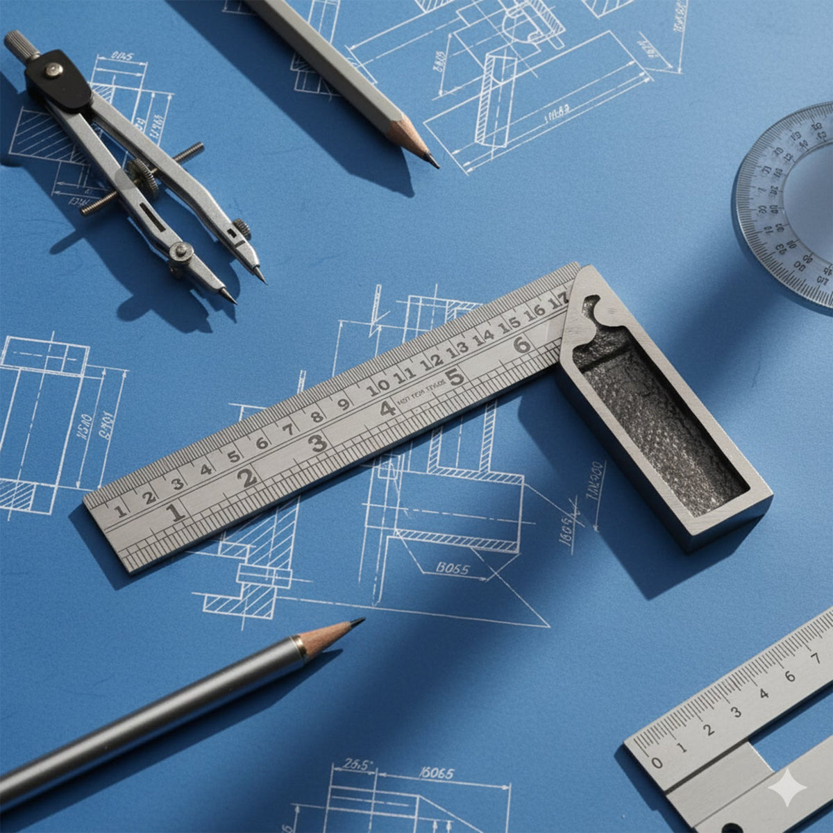 Heavy-Duty Metal Try Square Ruler for Precision Measuring and Marking Tool for Woodworking, (2 Pc) HP DD