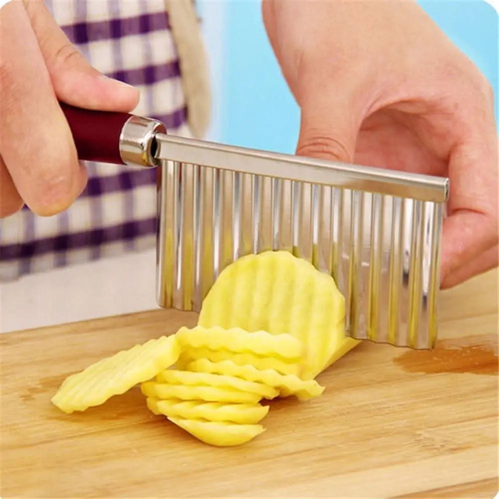 Stainless Steel Vegetable Salad Chopping Knife Crinkle Cutters HP DD