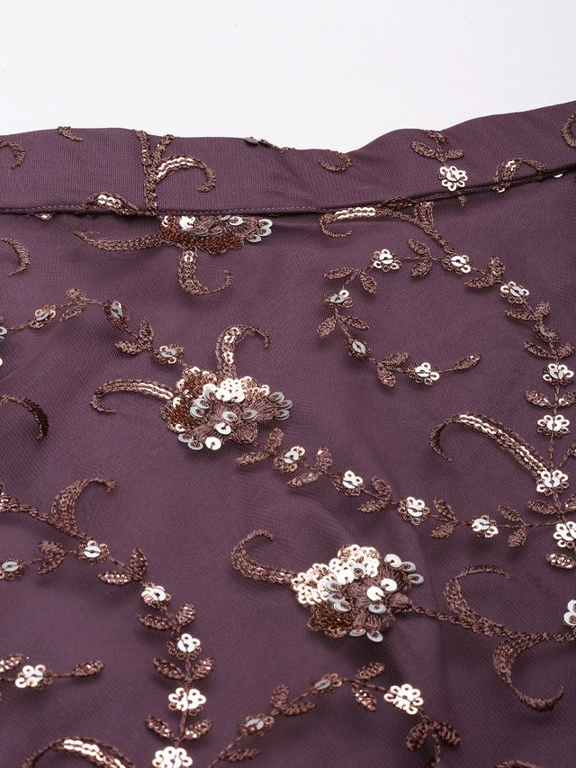 Bollywood Vogue Ready To Wear Purple Net Embroidered Lehenga Set