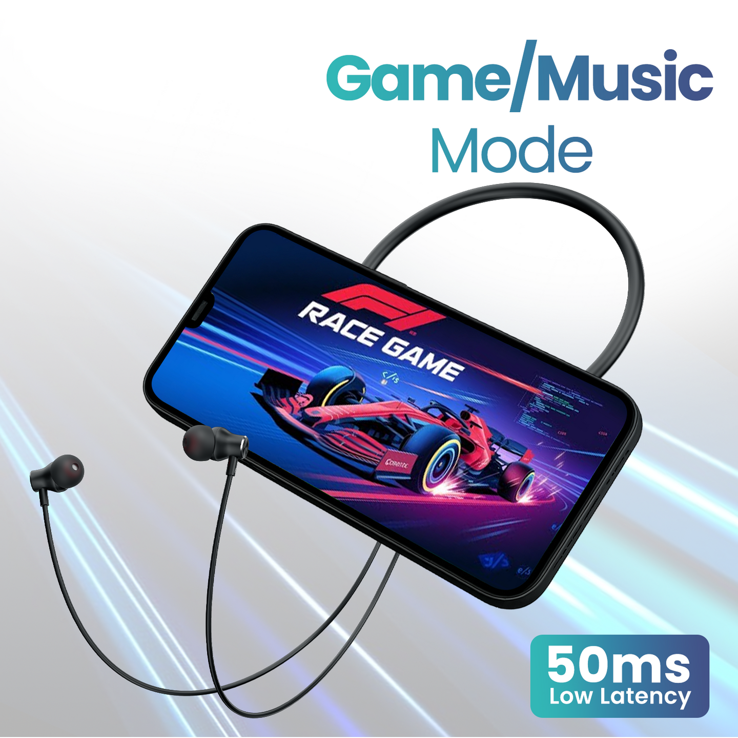 Portronics Harmonics Y3 in Ear Bluetooth Neckband with Upto 40 Hours Playtime & in Line HD Mic, Dual Pairing, Gaming/Music Mode, Low Latency, Bluetooth Version 5.4V, Type C Fast Charging(Black)