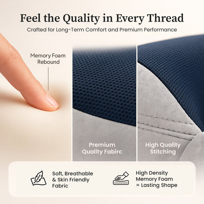 Sleepsia Ultimate Home & Travel Memory Foam Neck Pillow - Snoozing Neck Support Travel Pillow (Grey/Blue)
