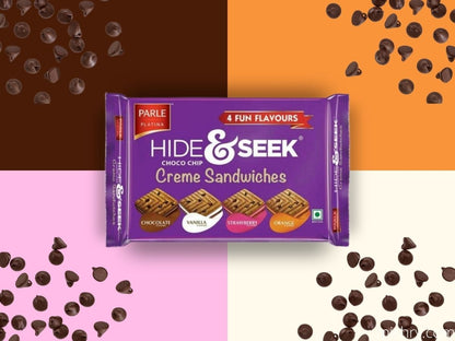 Parle Hide & Seek 4 Fun Flavours Choco Chip Creme Sandwich Biscuits 400 g