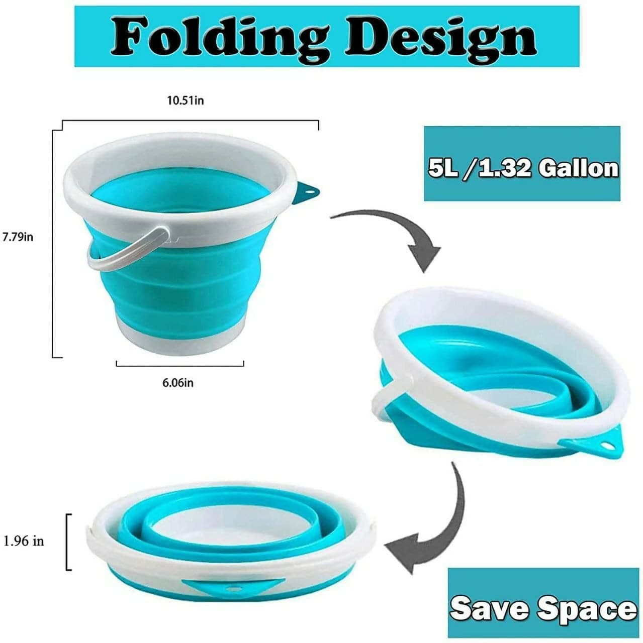 Silicon Foldable Bucket (Multi-color)