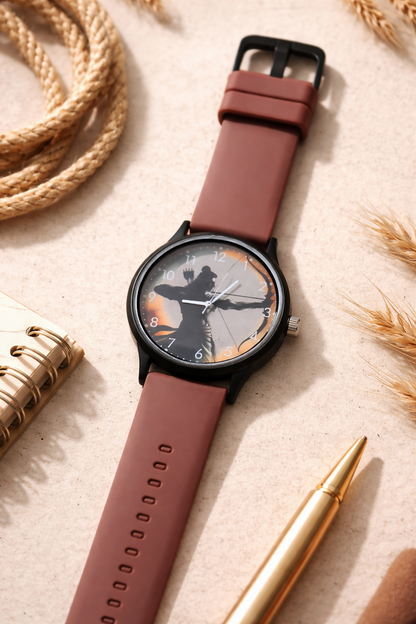 Classic Analog Wrist Watch with Archer Silhouette Dial & Silicone Strap – Multiple Color PM WATCHES