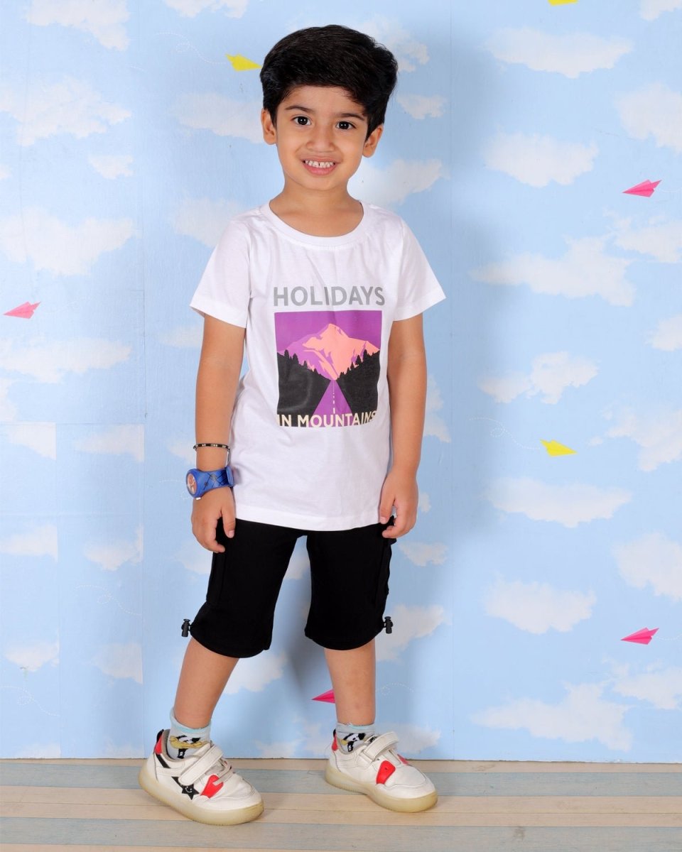 Holidays In Mountains Boys T-Shirt And Cargo Set - KCW-AN-HLGO-1-2