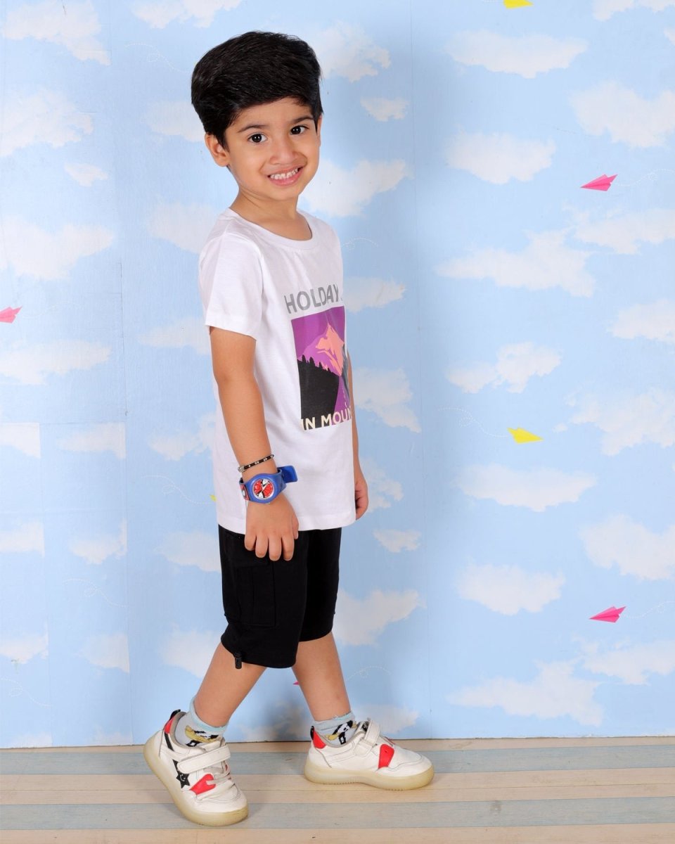 Holidays In Mountains Boys T-Shirt And Cargo Set - KCW-AN-HLGO-1-2