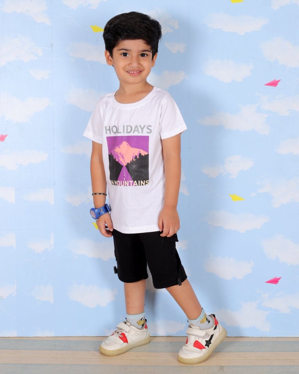 Holidays In Mountains Boys T-Shirt And Cargo Set - KCW-AN-HLGO-1-2