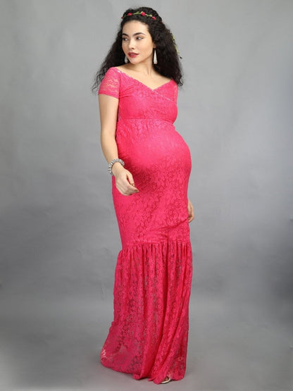 Hot Pink Maternity Dress - DRS-HTPNK-S