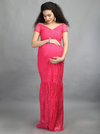 Hot Pink Maternity Dress - DRS-HTPNK-S