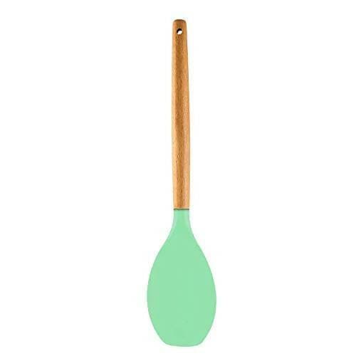 P-Plus International Premium Silicone Spatula Flexible & Heat Resistant Rubber Spatula with Wood Handle (Green) - HalfPe