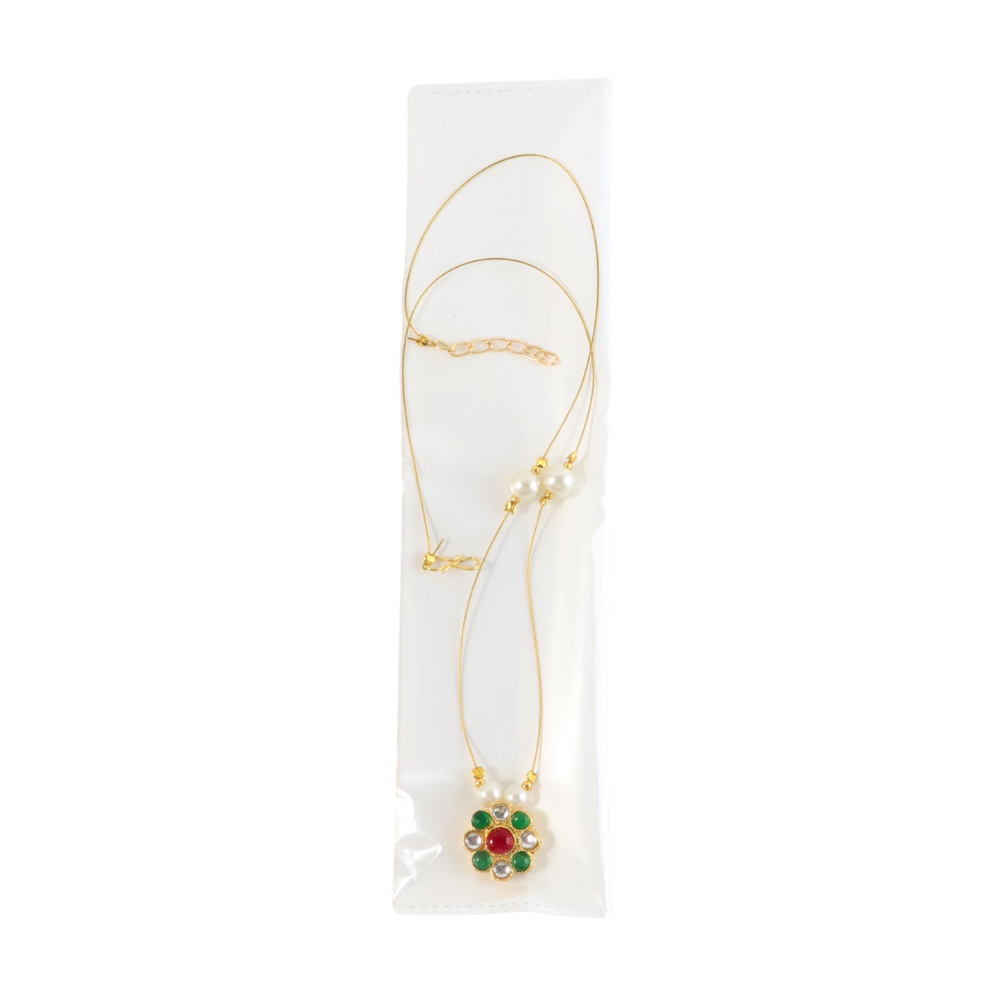 Elegant Traditional Multicolor Stone  Pearl Pendant Chain (1 Pc)