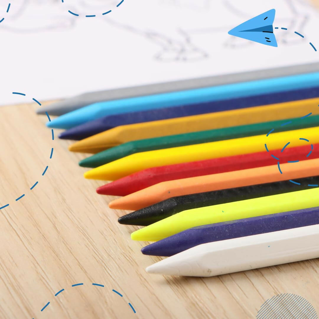 Luxor Doodles Extra Long Plastic Crayons-16 Assorted Shades HalfPe - FW -TPT