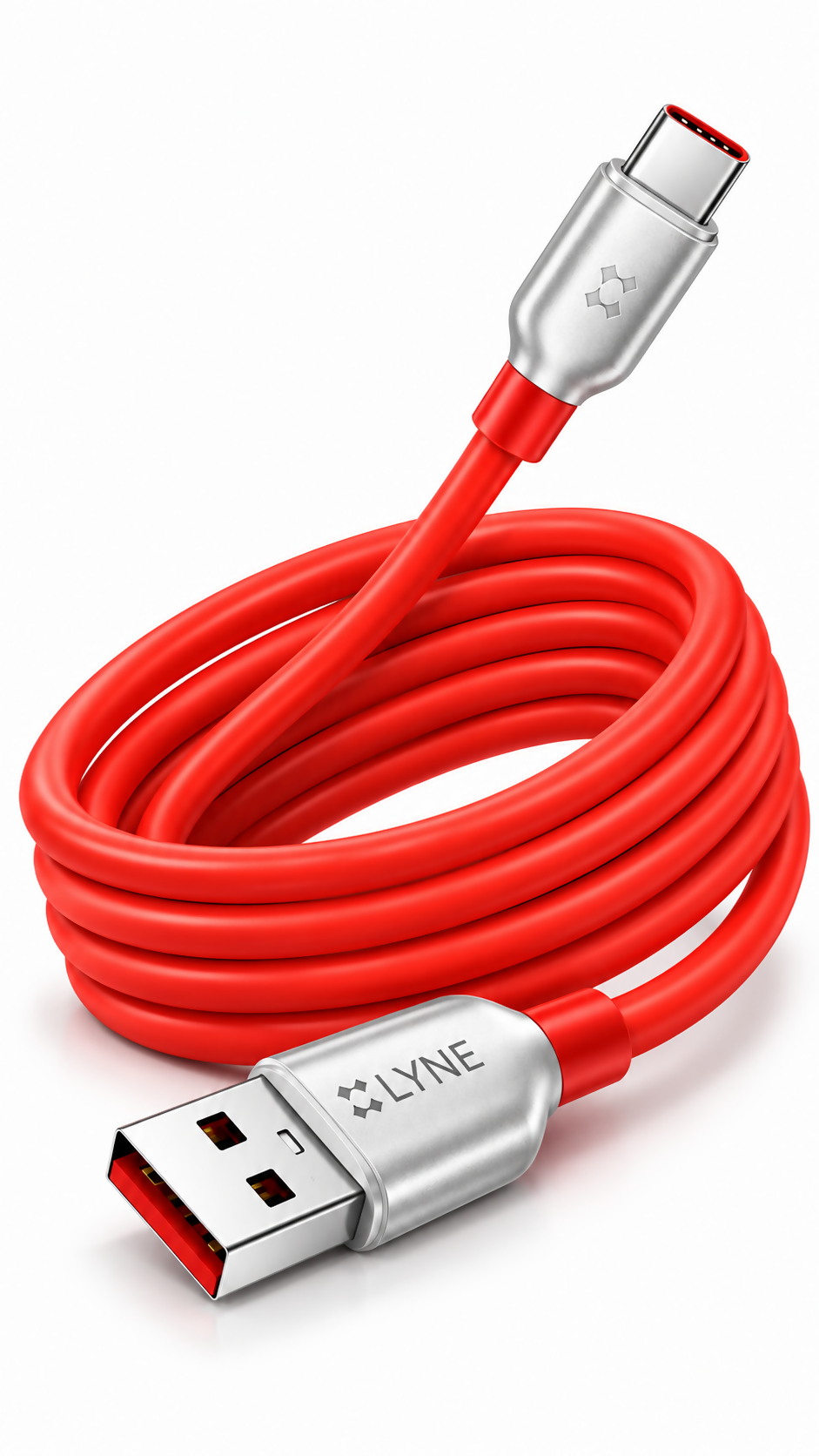 LYNE Flexy 60C Startup-42 120W USB-A to Type-C Fast Charging Data Cable – 1 Metre, Red
