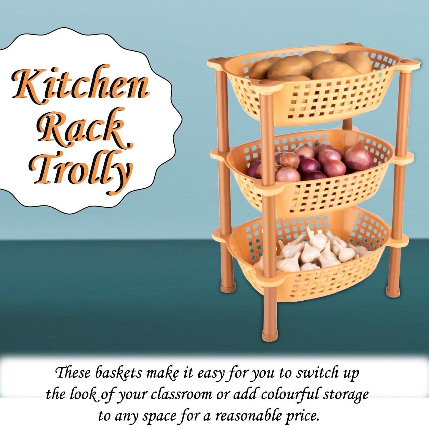 Multipurpose Plastic Storage Rack Organiser - 3 Pcs