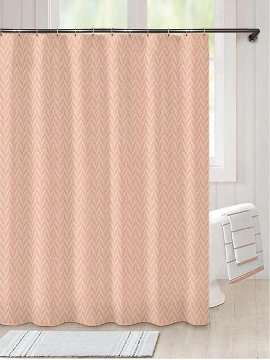 Lushomes Heavy Duty Fabric Shower Curtain, water resistant Partition Liner for Washroom, W6 x H6.5 FT, W72xH80 IN with Shower Curtains 12 Plastic Eyelet % 12 C-Rings (Non-PVC), Colour Peach - HalfPe