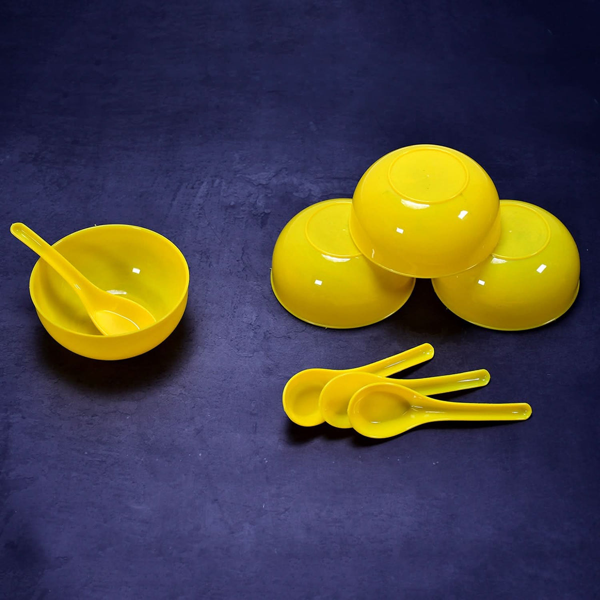 Soup Bowl Spoon Set Plastic For Kitchen  Home Use HP DD