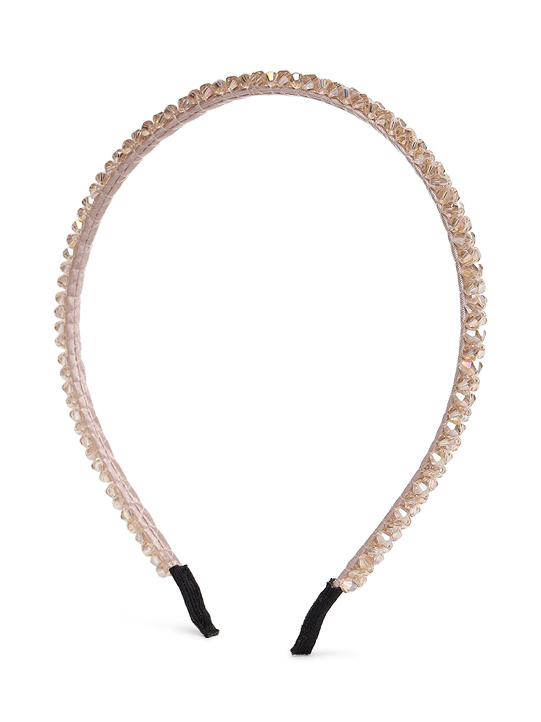 White & Gold-Toned Crystal Beaded Hairband