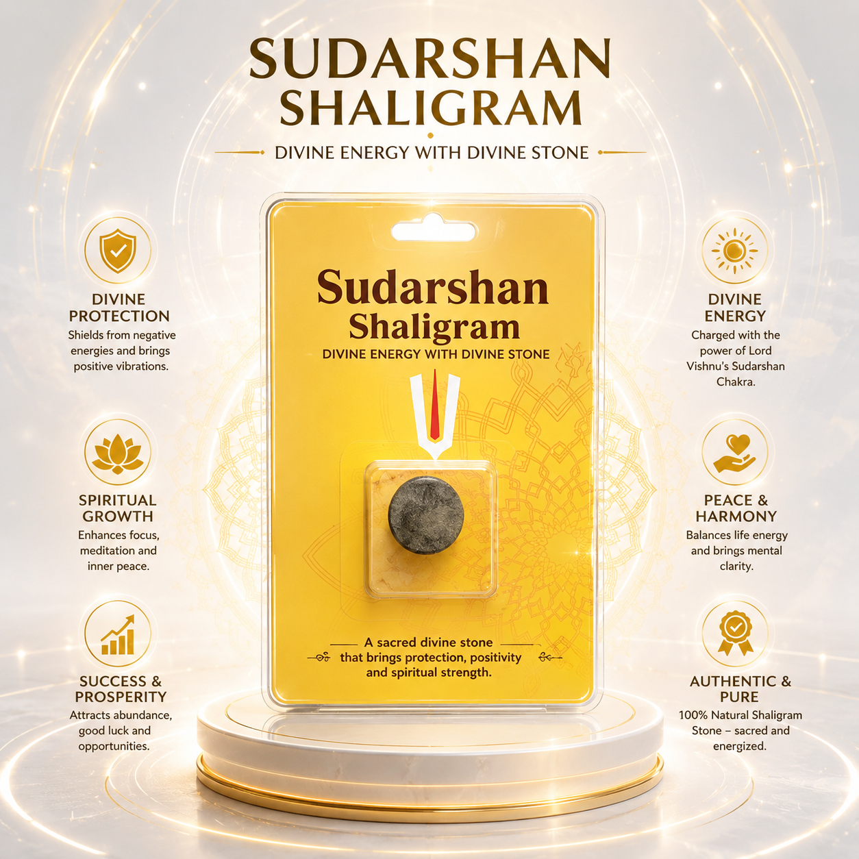 Sudarshan Shaligram – Sacred Sudarshan Chakra Salagrama Shila for Protection, Positivity & Divine Energy
