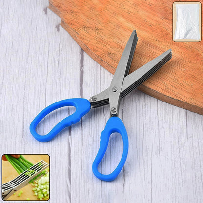 5-Blade Multipurpose Herb Scissors for Stainless Steel Kitchen Cutter for Fast Vegetable,