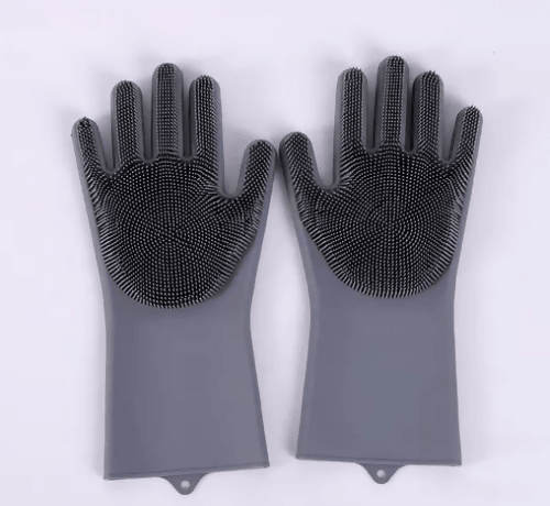 OXSAM Silicone Hand Gloves For Dish Washing Bathroom Cleaning And Kitchen (Pack of 1 (Grey) - HalfPe