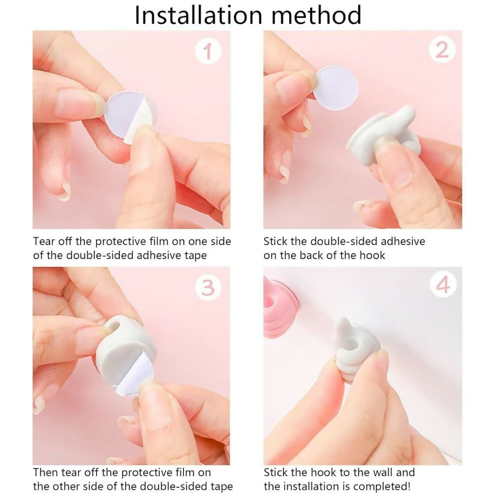 Self-Adhesive Silicone Thumb Hooks Multi-Use Wall Holders for Keys, Cables & Accessories