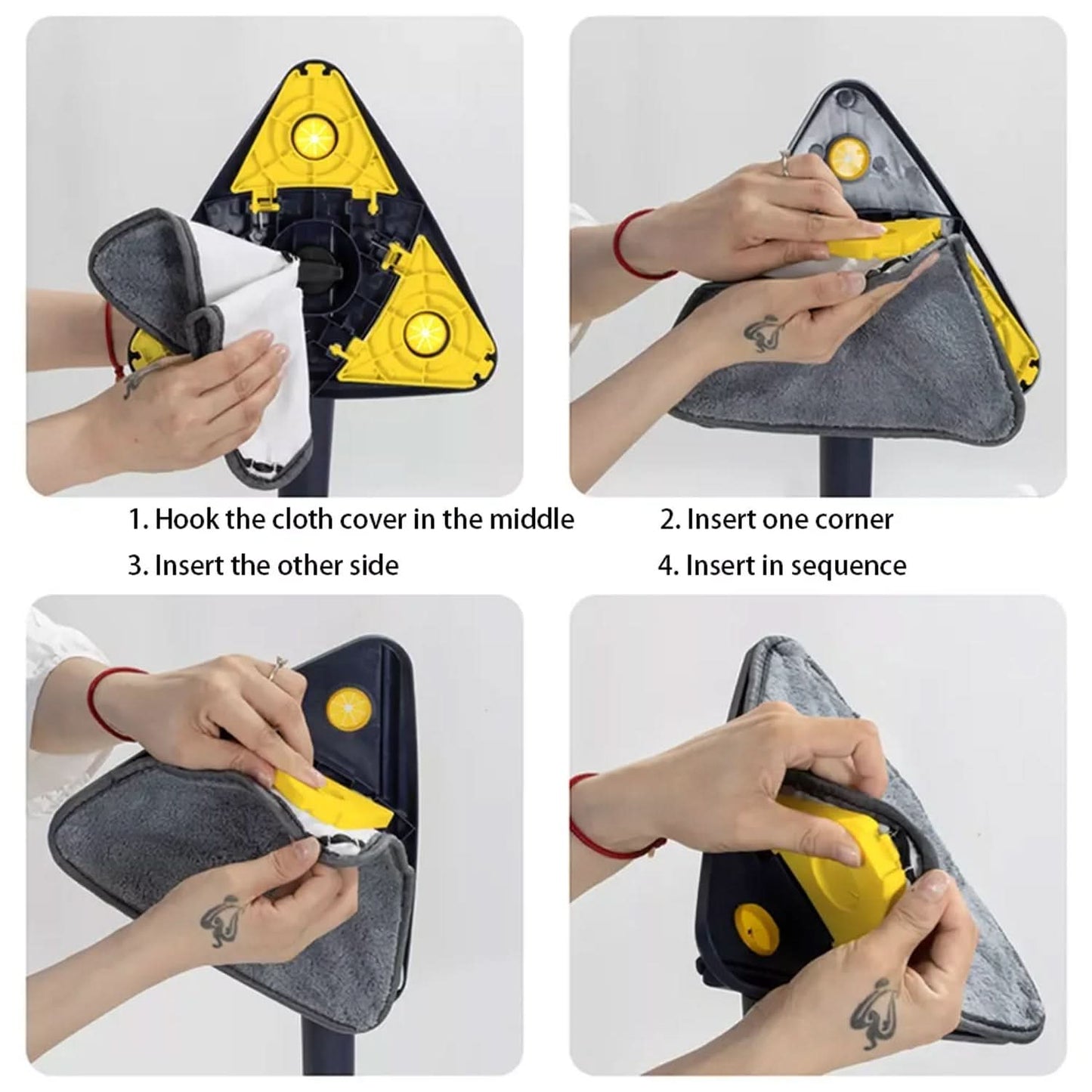 Push-Pull Triangle Mop Stainless Steel Handle, Floor & Window Use