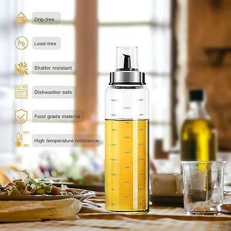 P-plus international borosilicate glass oil dispenser with lid 500ml - HalfPe