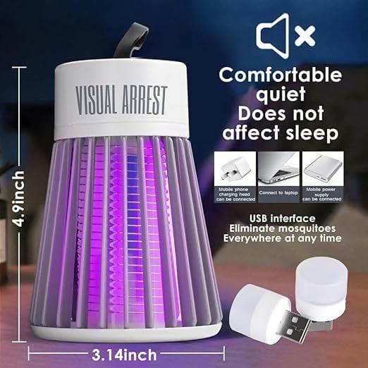 Mosquito Killer Lamp Machine Electric LED Trap Electronic Zapper USB Powered Portable Home Bedroom Indoor Compact (White) - HalfPe