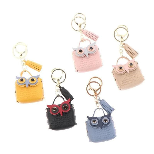 Trendy and elegant owl leather keychain for all (grey, Single piece) - HalfPe