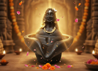 Divine Lord Shiva Black Idol with Golden Accents – Spiritual Home Decor & Pooja Item