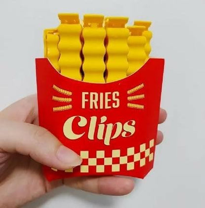 Cute French Fries Shape Food Bag Sealing Clips with 1 Magnetic (12 Pcs Plastic) - HalfPe