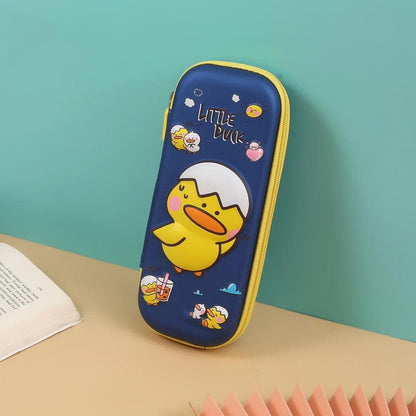 Printed Little Duck Love Sleep Hard Top Pencil Case (Navyblue) - HalfPe