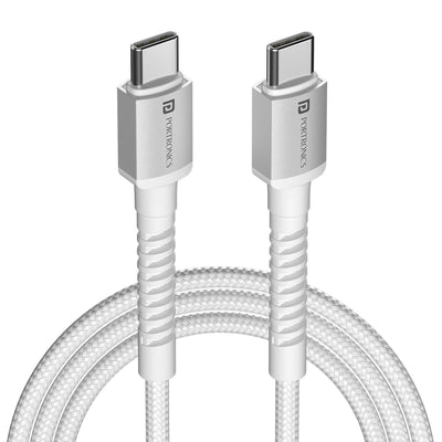 Portronics Konnect X 60W Type-C to Type-C Fast Charging Cable | 1M Nylon Braided USB-C PD Cable for iPhone 15, iPad, Samsung Galaxy & Type-C Devices