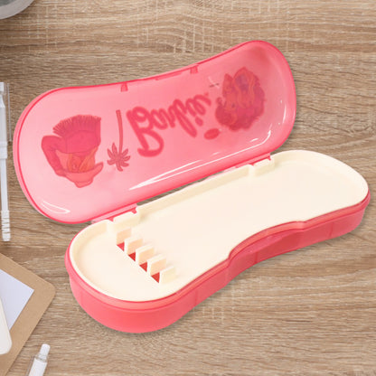 Cute Cartoon Printed Plastic Compass Box for Kids Durable & Lightweight Pencil Box with Dual-Layer Tray(1 Pc)