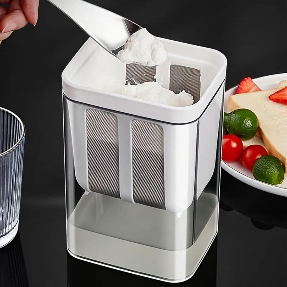 2 In 1 Multifunctional Yogurt Strainer With Storage Container  1400 Ml (1 Set) HP DD