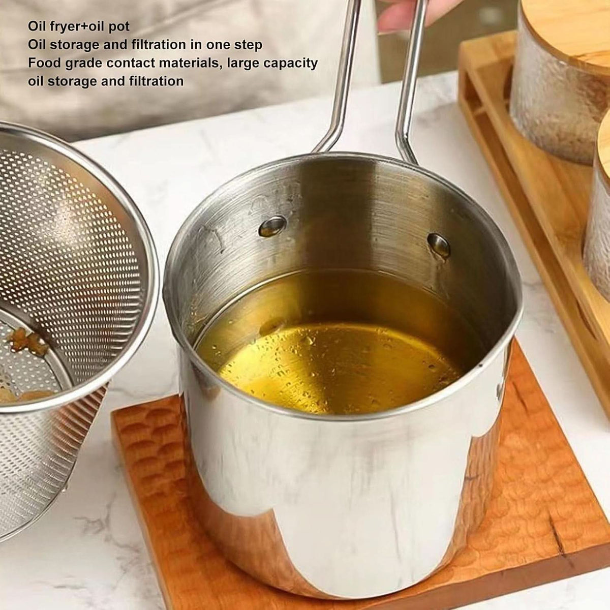 Small Deep Frying Pot with Strainer Basket – 2 Pc Set for Easy and Mess-Free Cooking HP DD