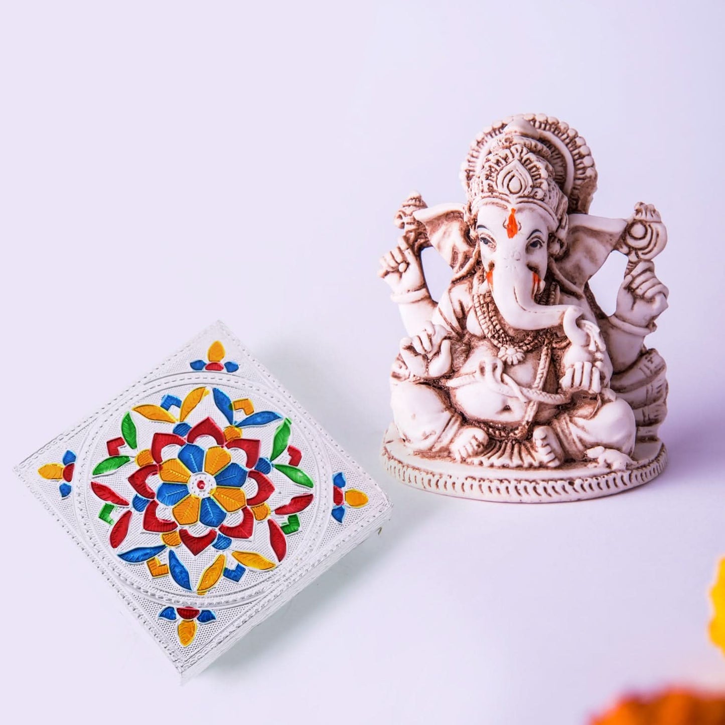 Handicraft Meenakari Wooden Puja Chowki – Multicolour