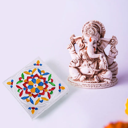 Handicraft Meenakari Wooden Puja Chowki – Multicolour