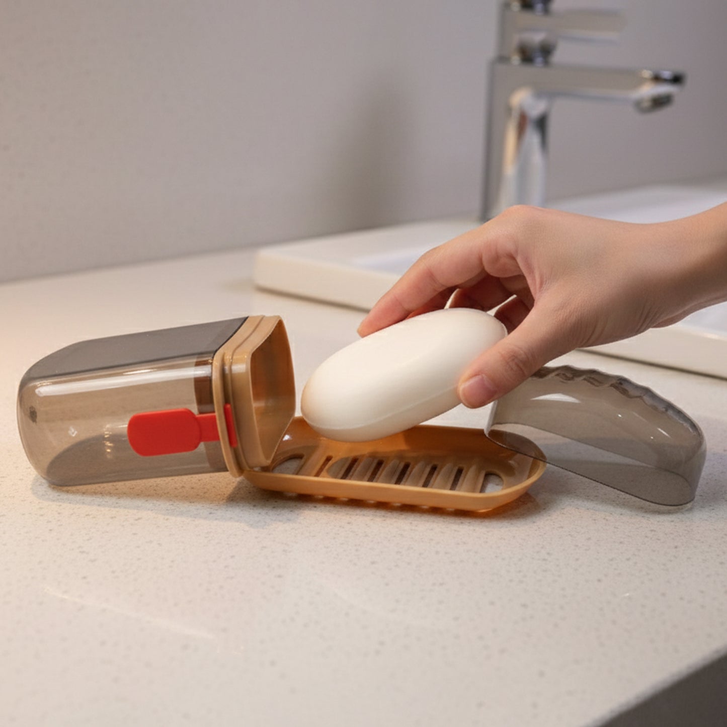 Premium Plastic Soap Box With Drain Tray  Protective Cover