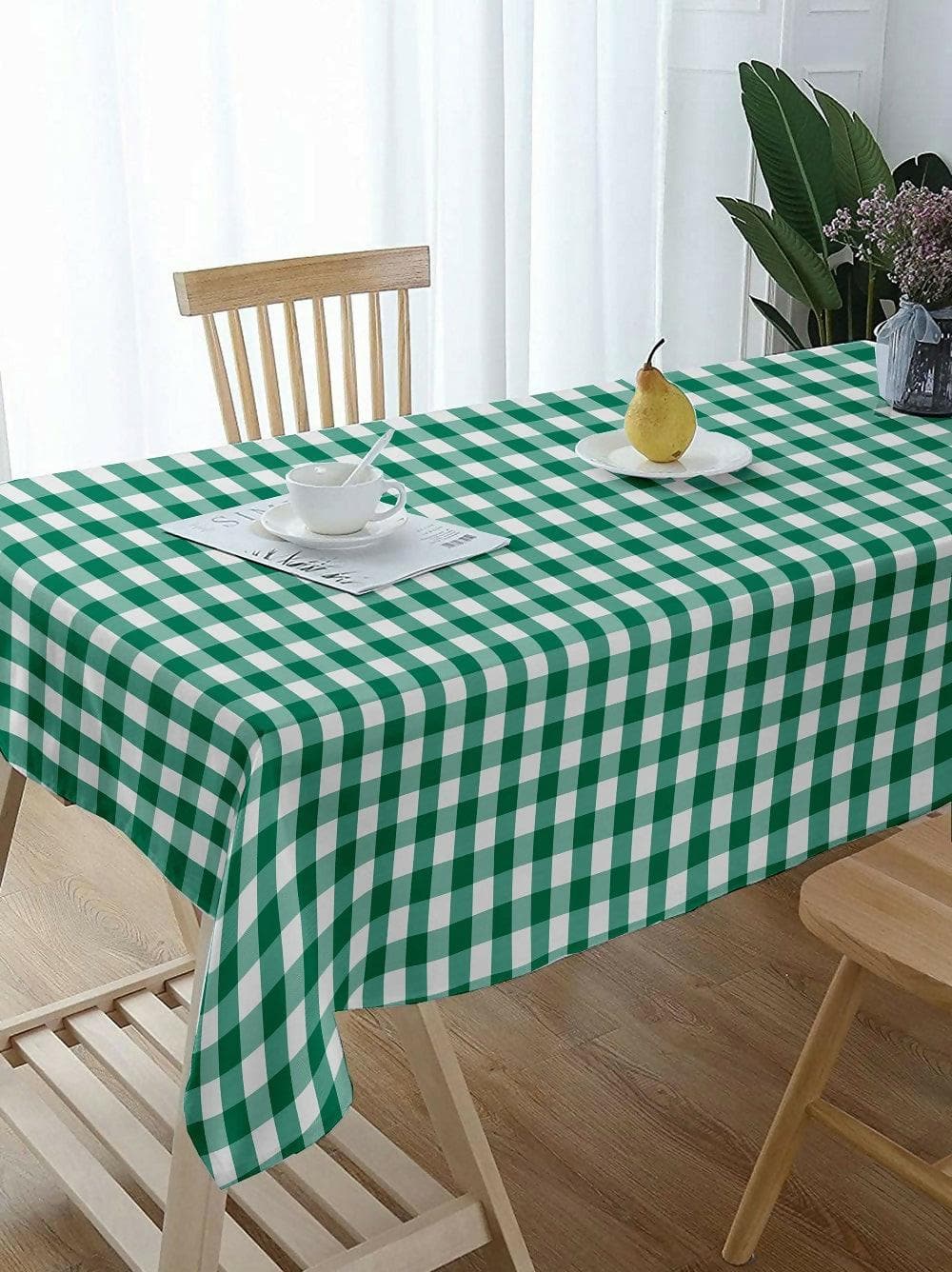 Lushomes Classic Farmhouse Tablecloth Buffalo Checkered Design, Rectangle, Washable Gingham 100% Table Cover for Outdoor Picnic, Kitchen, Holiday Dinner, camping (60X120 inch, Green) - HalfPe