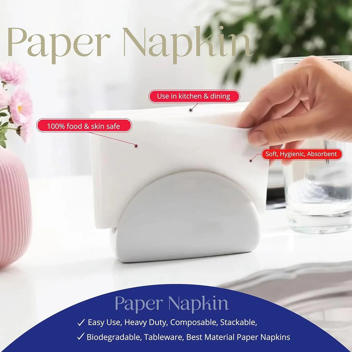 Soft  Absorbent Disposable Tissue Napkins  Paper (75 Pc) HP DD
