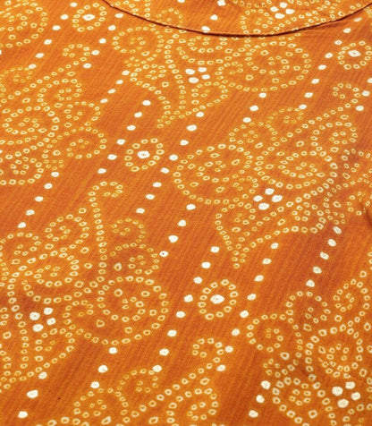 Women Rayon Printed Sleeveless Kurti, Mustard Yellow