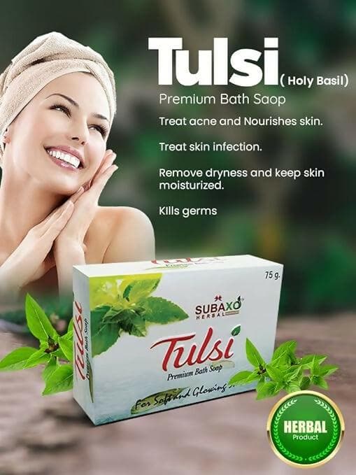 SUBAXO Tulsi Bath Soap Duo Glowing Skin (6x75g,Pack Of 6) - HalfPe