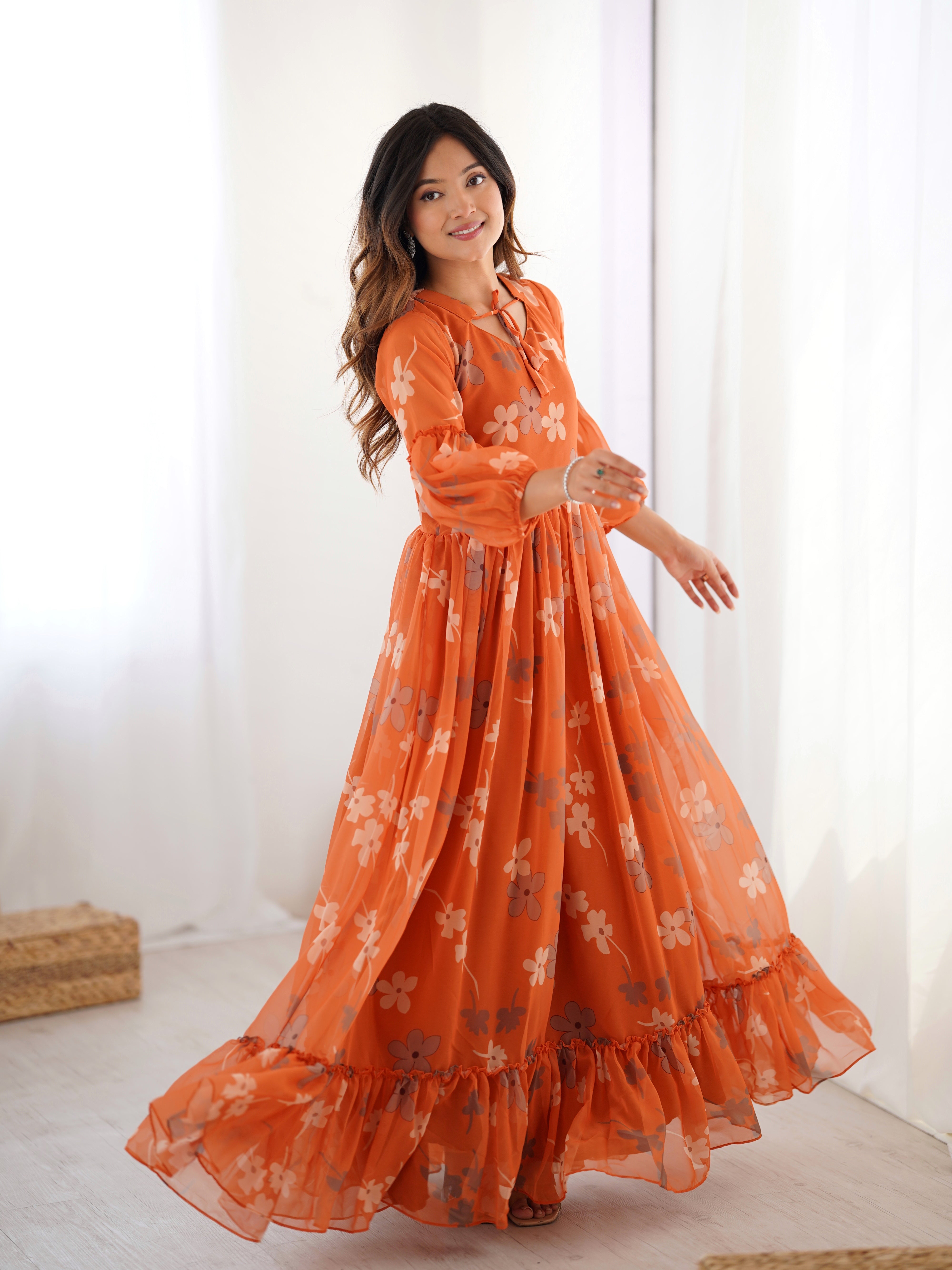 Weightless Marigold Floral Printed Kurtis