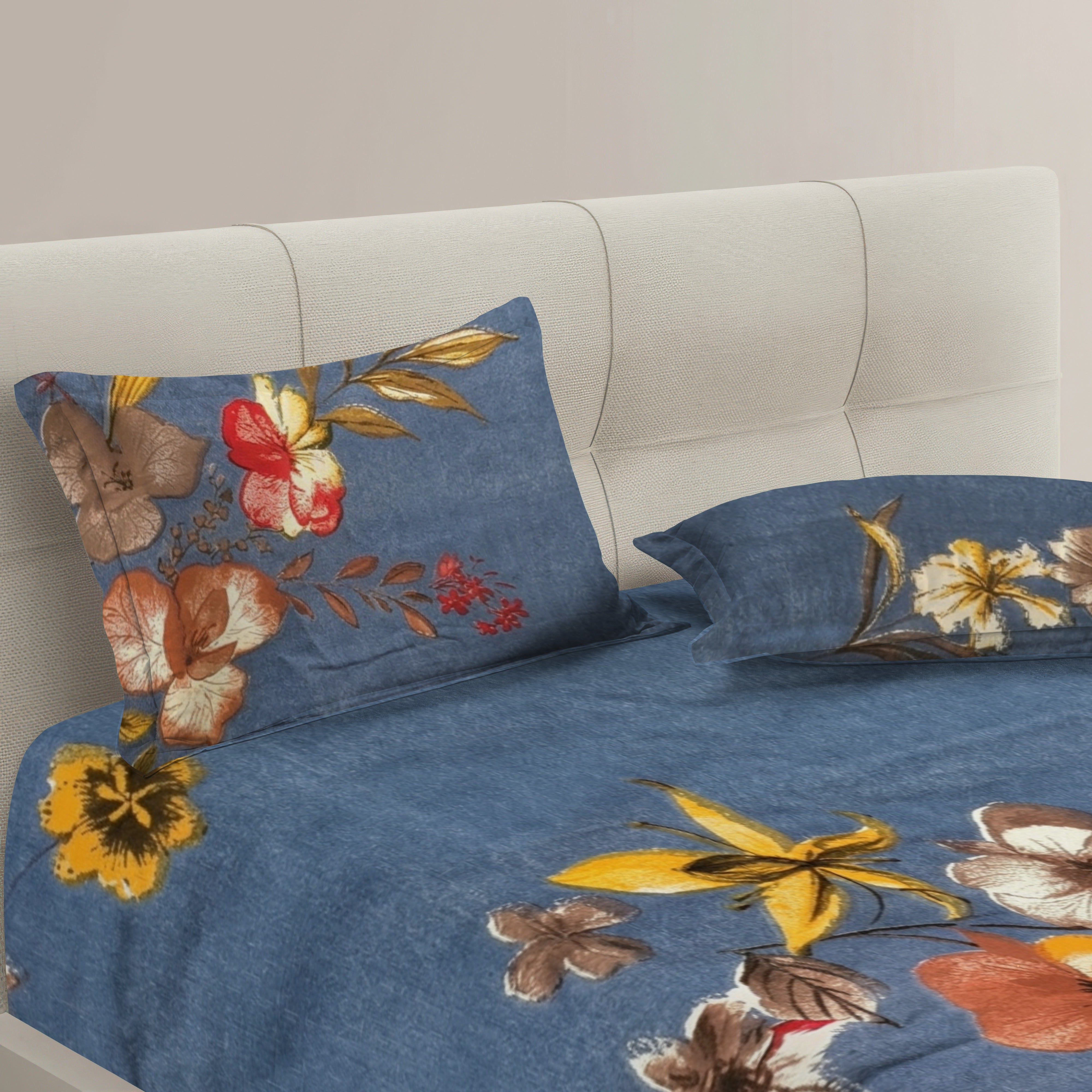 Quirky Home Cotton Rich King Bedsheet With 2 Pillow Covers