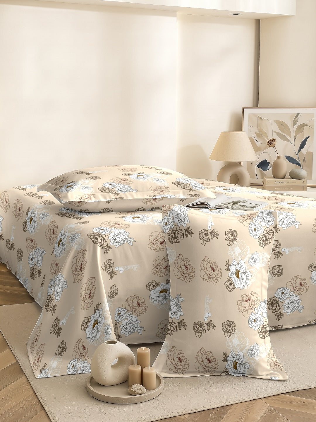 Quirky Home Cotton Rich King Bedsheet With 2 Pillow Covers